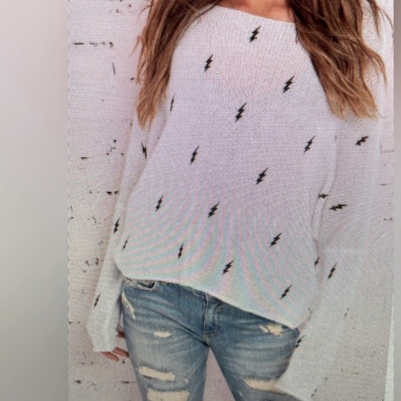 Wooden Ships Oversized Lightning Bolt Sweater Mohair/Wool Blend Small/Medium EUC - Picture 2 of 10